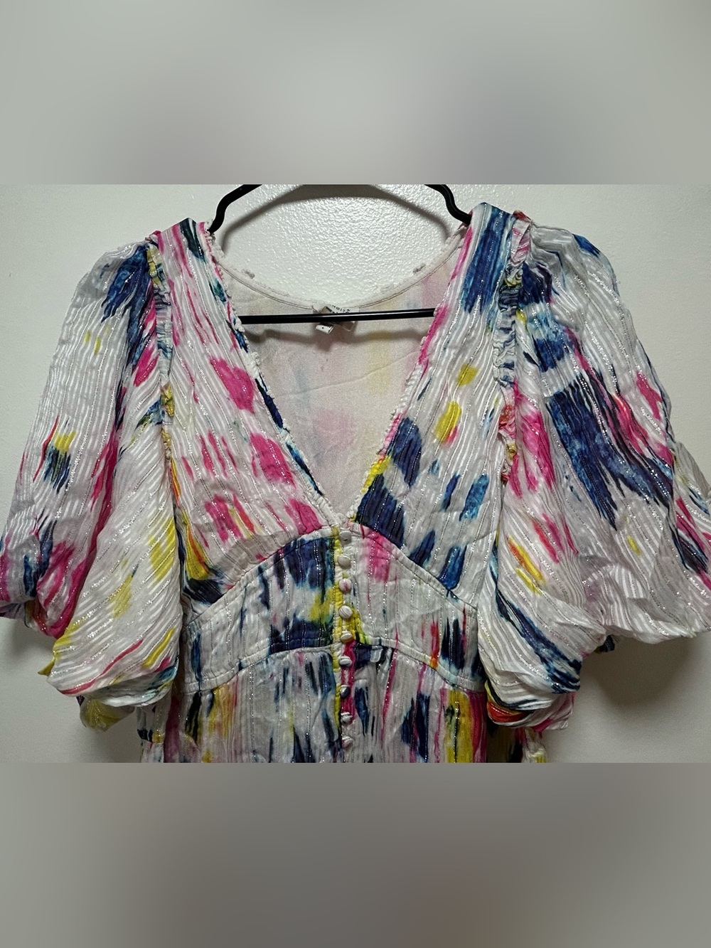 Hemant & Nandita Women's Jorah Watercolor Print Midi Dress - Size Large - Picture 3 of 7